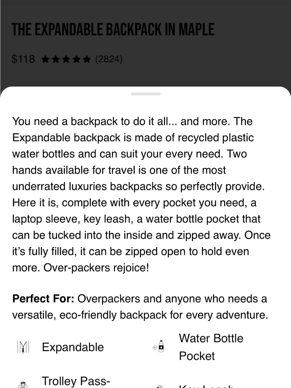 BEIS Expandable Backpack (New) - Picture 5 of 5